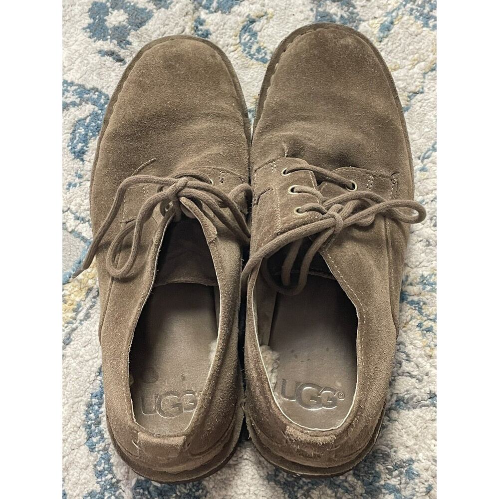 UGG TAN SUEDE OXFORD Dress SHOES Sheepskin Lining Mens 10 - Picture 7 of 9